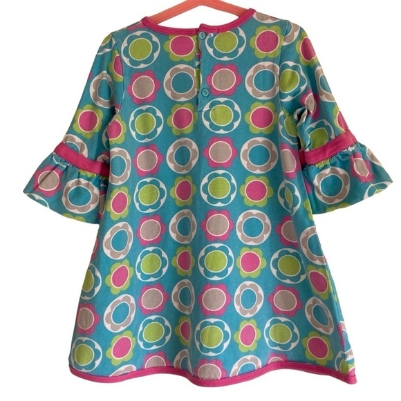 Chez Ami by Patsy Aiken Retro Style Bell Sleeve Floral Polka Dot Cotton Dress 6X - Picture 5 of 16